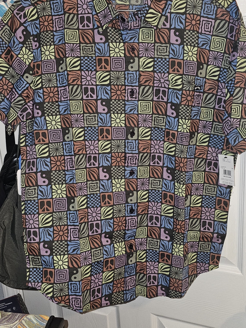 Billabong Multicolor Checkerboard Geo & Symbol Button-Down Shirt